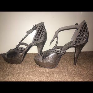Gray Platform heels with studs